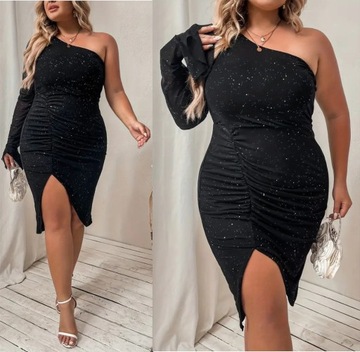 WYJĄTKOWA Błyszcząca Sukienka na WESELE uroczystość BAL Plus Size XXXL