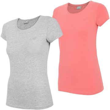 ZESTAW 2X T-SHIRT DAMSKI 4F PODKOSZULKA BASIC LOGO