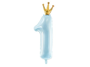 Balon foliowy Cyfra 1, 30x90cm, niebieski