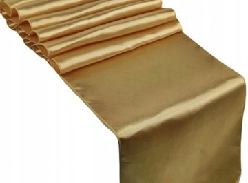 BIEŻNIK SATYNOWY SATYNA GŁADKA ZŁOTA ROLKA NA STÓŁ 36cm 9m WESELE
