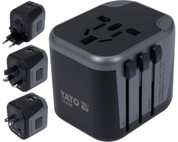 АДАПТЕР YATO TRAVEL АДАПТЕР С ЗАРЯДНЫМ УСТРОЙСТВОМ 2XUSB США Великобритания ЕС 150 СТРАН