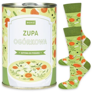 Kolorowe skarpetki bawełniane ZUPA OGÓRKOWA SOXO prezent dla FACETA 40-45