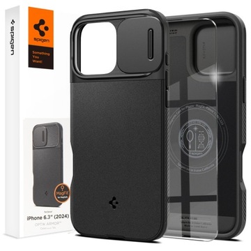 Etui + Szkło Spigen do iPhone 16 Pro, Optik Armor MagSafe, Obudowa, Plecki