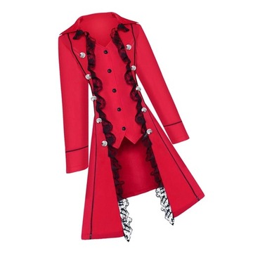 Płaszcz damski Vintage Steampunk Punk Jacket XL czerwony