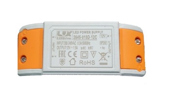 Zasilacz LED DS2645 1,5A 18W 12V DC plastic