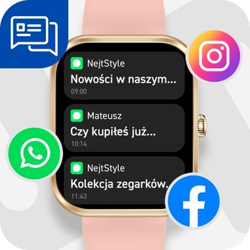 SMARTWATCH DAMSKI ZEGAREK ROZMOWY POWIADOMIENIA POLSKIE MENU SMART WATCH