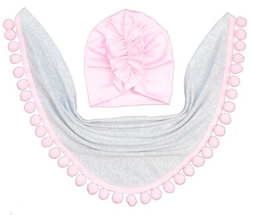KOMPLET WIOSNA-JESIEŃ CZAPKA TURBAN CHUSTA r.48-50