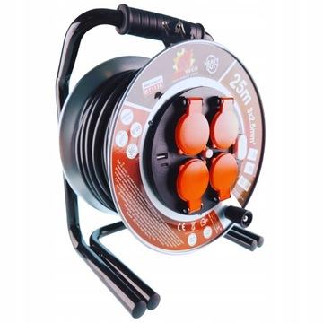 Przedłużacz elektryczny 25m 3x2,5mm bębnowy metalowy BT-1138