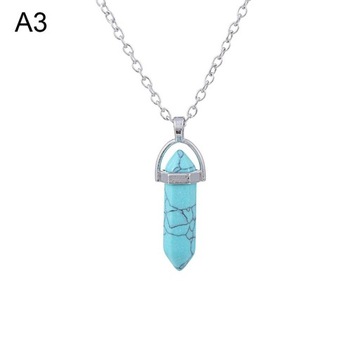 Natural Stone Crystal Necklaces Hexagonal Bullet
