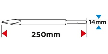 Острое долото с шлицем SDS Plus 14 x 250 мм