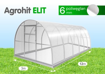 Szklarnia Agrohit ELIT 3x12 poliwęglan 6mm tunel