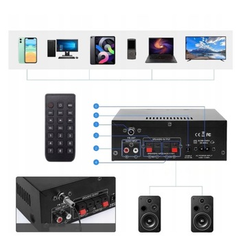 СТЕРЕОУСИЛИТЕЛЬ HIFI BLUETOOTH 5.0 КАНАЛ 2.0 АУДИОПЛЕЕР 40 Вт + 40 Вт