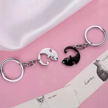 Брелок Инь Ян 2 Коты любят партнерство Пара набор