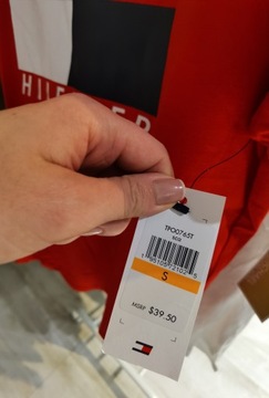 Tommy Hilfiger czerwony t-shirt bawełna Premium S