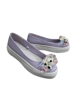 SANTORIO БАЛЕТКИ С ДЕКОРАТИВНЫМИ КАМНЯМИ SANT-11 РАЗМЕР ФИОЛЕТОВЫЙ. 39