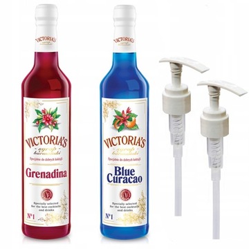 Syrop barmański Victoria do drinków Grenadina Blue Curacao + Dozownik 2 szt
