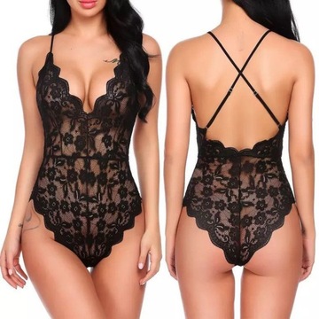Seksowne BODY jednoczęściowe KORONKOWE L