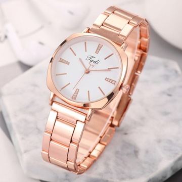 Women Dress Watch Rhinestone Round Dial Stainless Steel