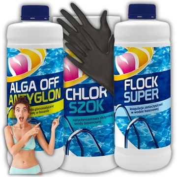 CHEMIA BASENOWA GAMIX CHLOR SZOK ANTYGLON ALGA OFF KOAGULANT FLOCK SUPER