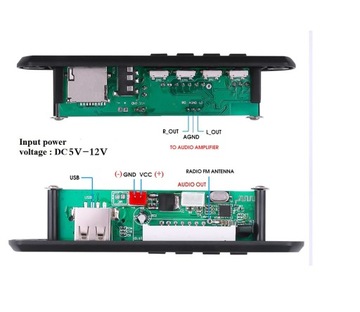 Автомобильная радиопанель Аудио Mp3 Bluetooth 5 SD-модуль Радио Aux USB-пульт дистанционного управления