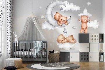 наклейки стикер стены для детей плюшевые мишки в облаках