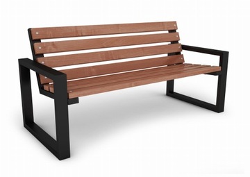 Nowoczesna ławka ogrodowa z oparciem 150 cm brąz