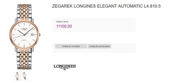 Zegarek Longines Elegant Collection Automatic 18K & Steel BOX Stan Idealny