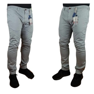 Męskie spodnie Tommy Jeans DM0DM04213 Slim Chino szare oryginalne - W38/L32