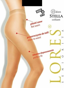 STELLA Nero Cienkie rajstopy Lores 15 den 3-M