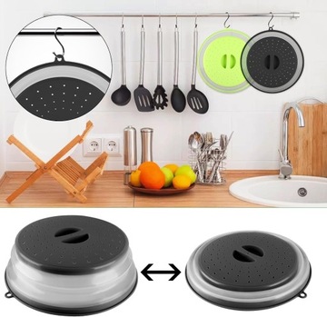 2SZT BEZPIECZNY SILIKON KOSZ DO MYCIA WARZYW,POKRYWA KUCHENKI MIKROFALOWEJ