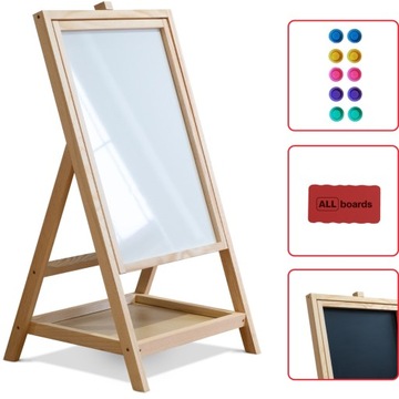 Dwustronna tablica kredowa, suchościeralno-magnetyczna dla dziecka 80 cm