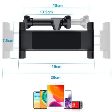 OBROTOWY UCHWYT NA TELEFON TABLET NA ZAGŁÓWEK AUTO