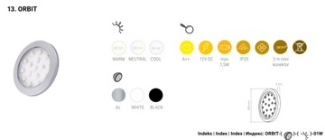 КРУГЛЫЙ СВЕТОДИОД 1,5 Вт ORBIT ALU COLD ALU