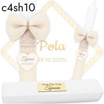 КРЕЩЕННАЯ СВЕЧА, ОДЕЖДА И ВЫШИВКА КРЕЩЕСТВЕННОЙ СВЕЧИ + БЕЛАЯ КОРОБКА в стиле БОХО