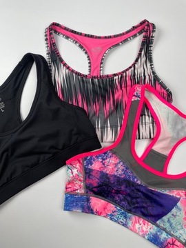 BOX DAMSKI Zestaw MIX biustonosze sportowe sport top sportowy 3szt r. L USA