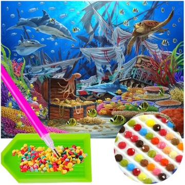 Haft Diamentowy MORZE DIAMOND PAINTING Mozaika 5D Wyklejanka Diamentowa