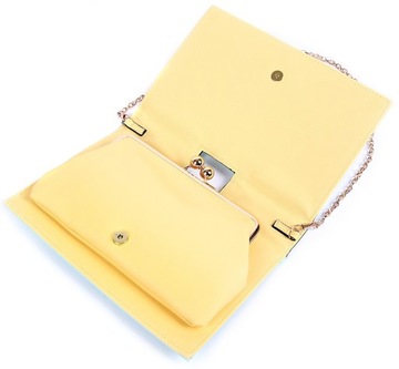 Miętowo-żółta torebka kopertówka+łańcuszek