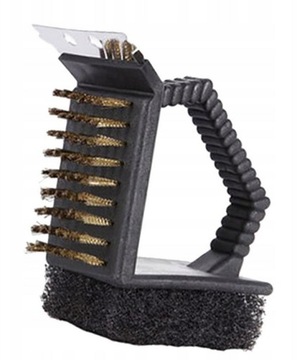 GRILL MEISTER Szczotka do czyszczenia grilla drut + skrobak + gąbka 16,5 cm