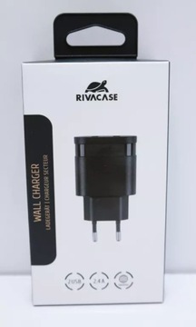 ŁADOWARKA SIECIOWA RIVACASE 2,4A/2XUSB CZARNA