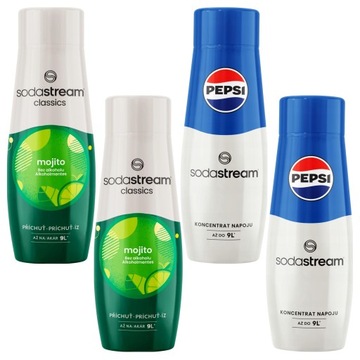 Zestaw 4 Syropów SODASTREAM 2x PEPSI + 2x MOJITO Koncentraty do Wody