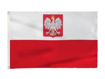 FLAGA POLSKA Z GODŁEM 90x60 cm POLSKI NA MASZT - MATERIAŁ PREMIUM