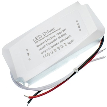 ZASILACZ LED DRIVER DO PANELI OPRAW | 600mA | 54 - 84V DC| 30W 40W 50W 60W