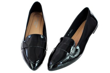 BALERINY LAKIERKI CZARNE ELEGANCKIE BUTY DAMSKIE 6356 roz. 38