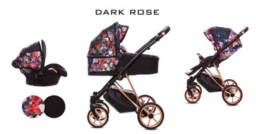 Babyactive MUSSE DARK ROSE wózek 3w1 FOTELIK ROSE