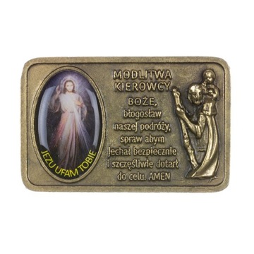 PLAKIETKA ze Świętym Krzysztofem. Modlitwa Kierowcy. Metalowa.