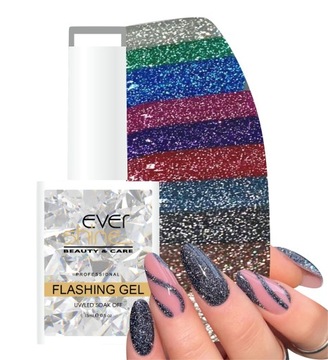 FLASHING LAKIER HYBRYDOWY kolorowy brokatowy flash mix wybór EverShine 15ml
