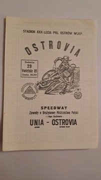 ISKRA OSTRÓW WLKP - UNIA LESZNO 29-04-1989 - PROGRAM ŻUŻLOWY CZYSTY