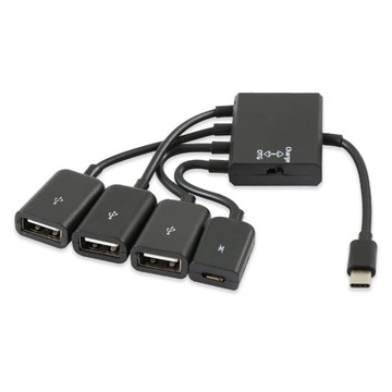 HUB USB typ C 3.1 3x USB + micro tablet OTG myszka