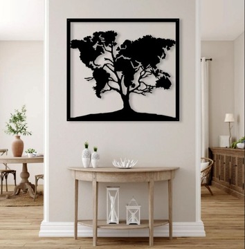 Ажурная картина Настенное украшение Дерево Карта панно