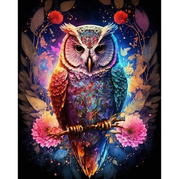 Sowa HAFT DIAMENTOWY Diamond Painting 5D 30x40 MOZAIKA DIAMENTOWA HOBBY